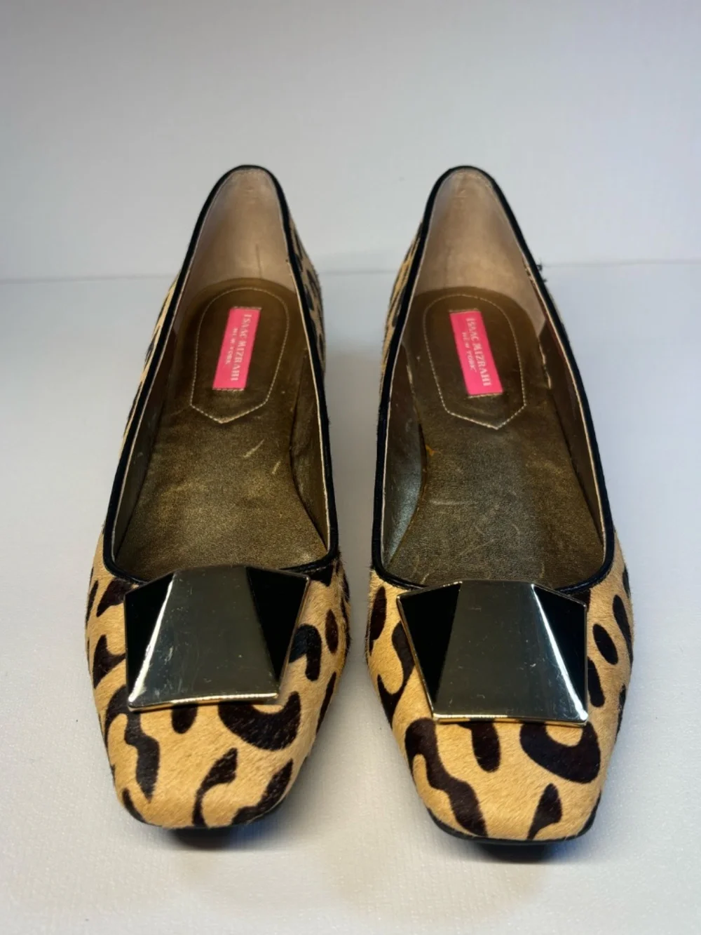 Isaac Mizrahi NY Leopard Calf Hair Block Heel Pumps S 8.5 Animal Print Statement